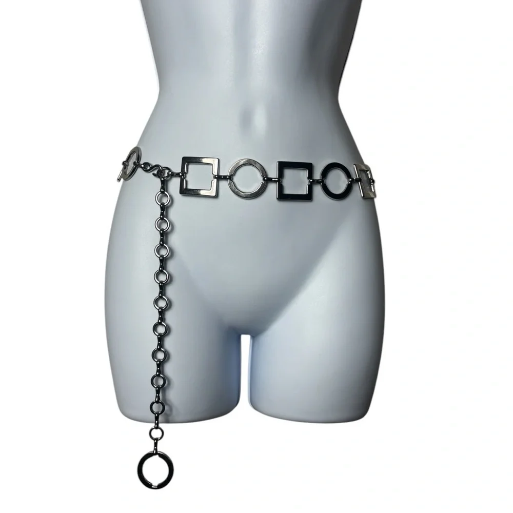 Metal chunky Silver chain statement belt silver one size womens